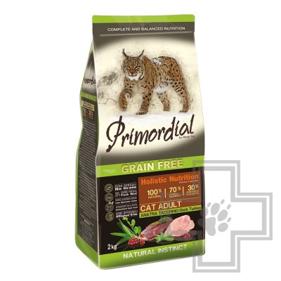 Primordial Grain Free Корм для взрослых кошек, с уткой и индейкой