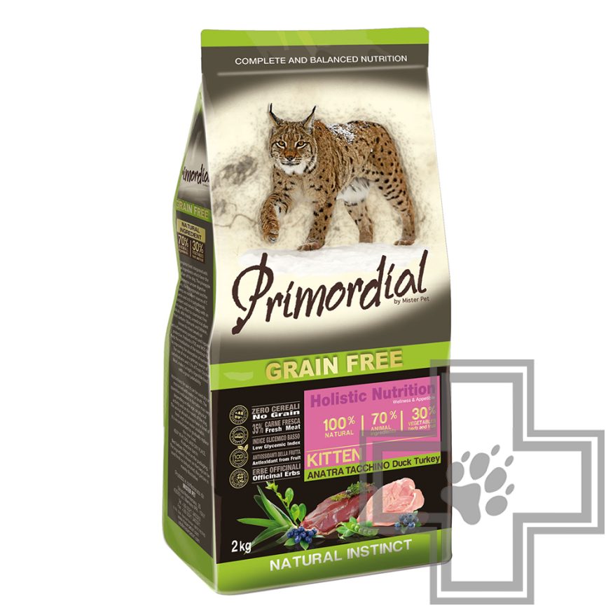 Primordial Grain Free Kitten Корм для котят, с уткой и индейкой