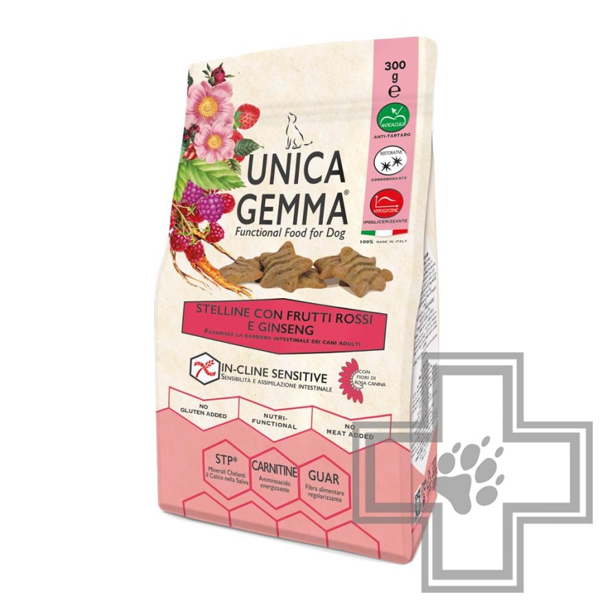Unica Gemma Stelline Печенье для взрослых собак всех пород, с красными фруктами и женьшенем