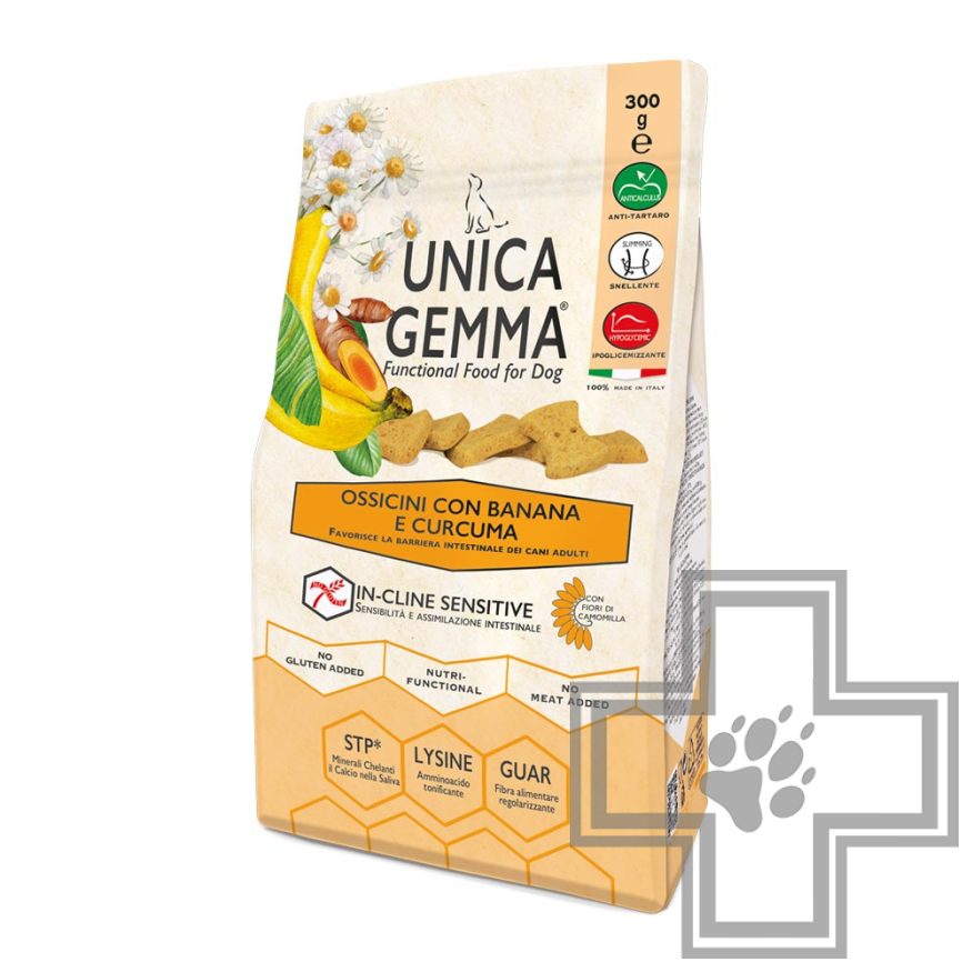 Unica Gemma Ossicini Печенье для взрослых собак всех пород, с бананом и куркумой
