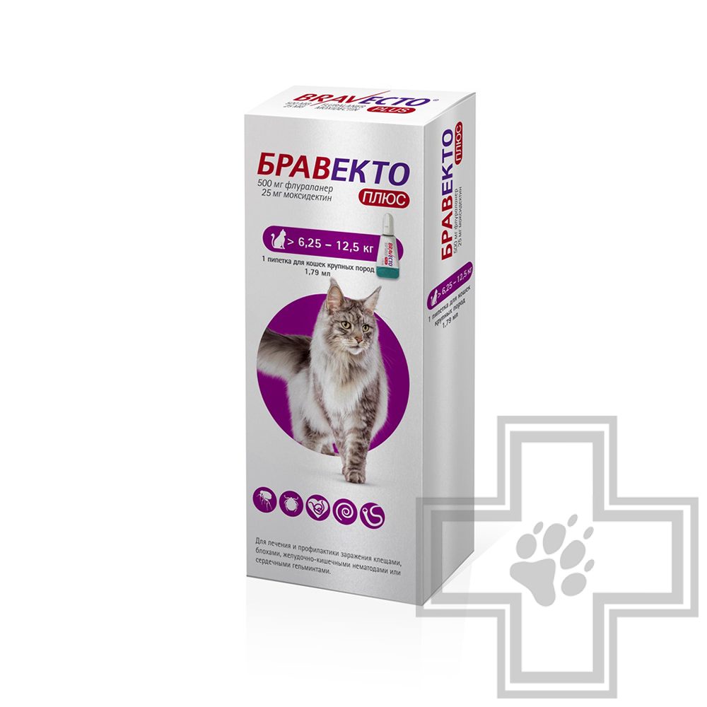 Бравекто Плюс Капли на холку от блох, клещей и гельминтов (цена за 1 пипетку)
