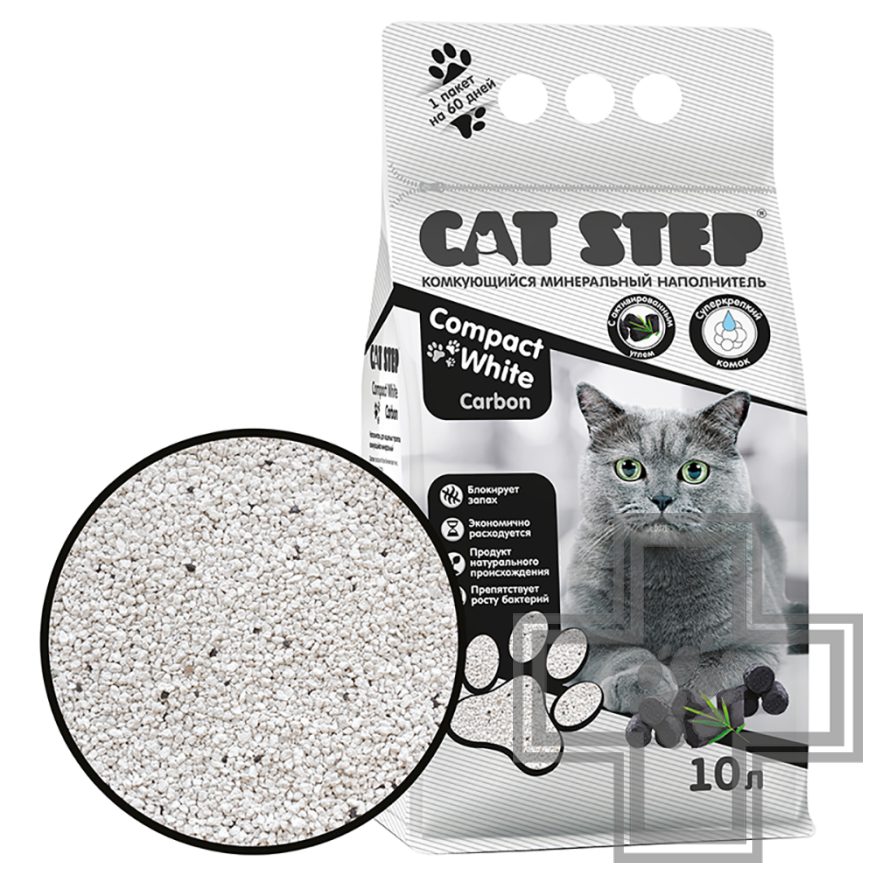 Cat Step Compact White Carbon Наполнитель бентонитовый комкующийся