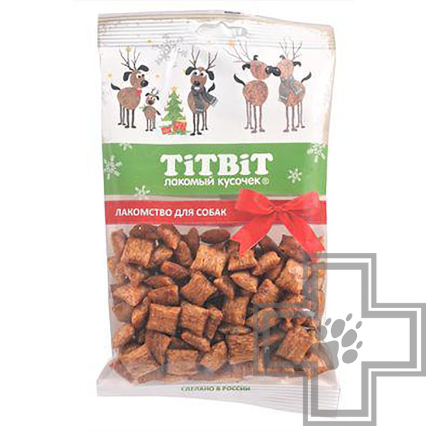 TiTBiT Хрустящие подушечки с начинкой со вкусом индейки и шпината для собак малых пород (Новогодняя)