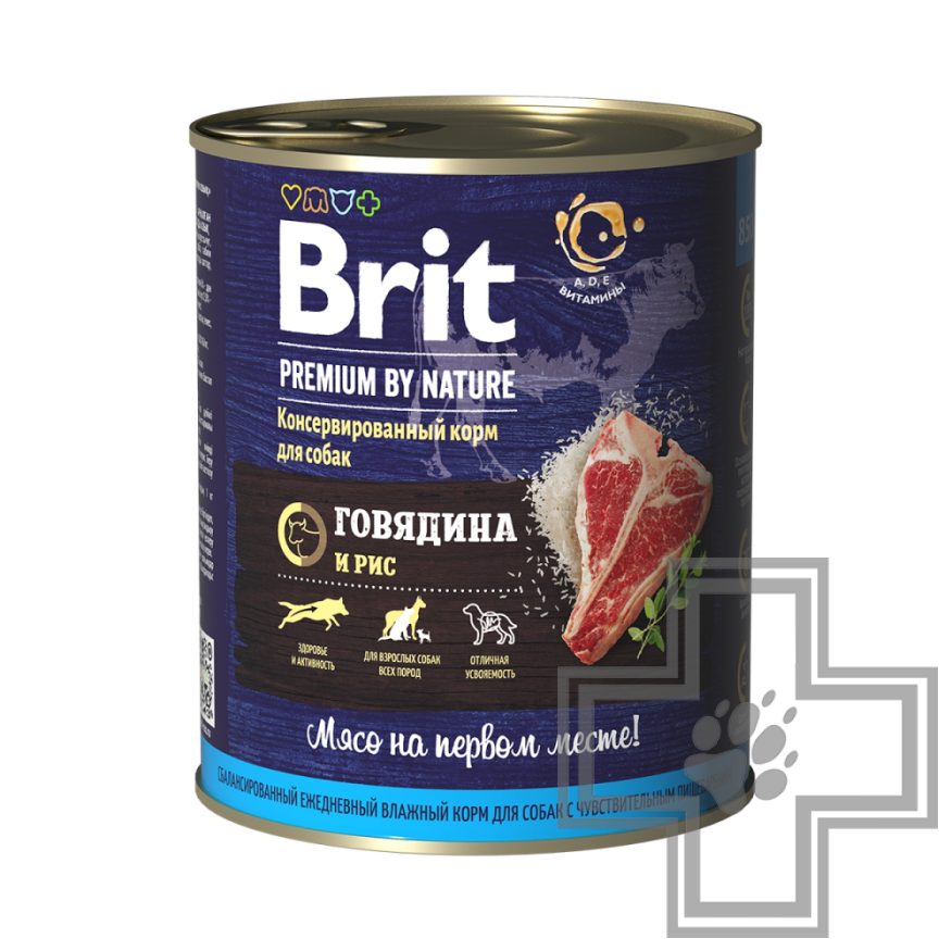 Brit Консервы для взрослых собак, паштет с говядиной и рисом
