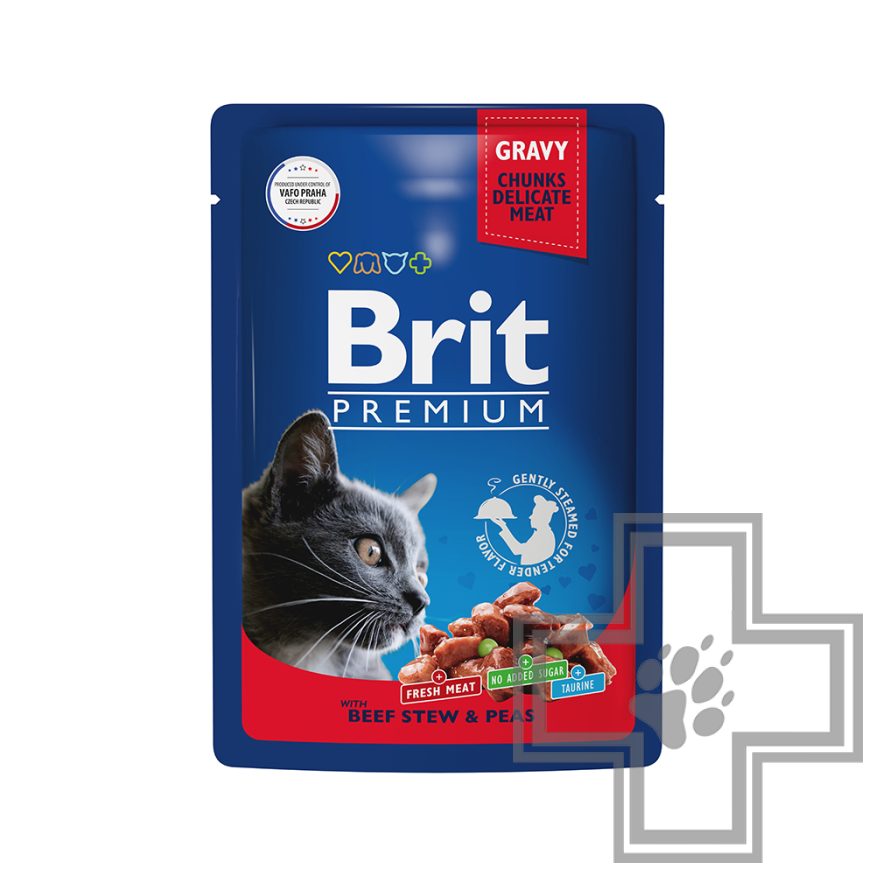 Brit Пресервы для взрослых кошек, с говядиной и горошком в соусе