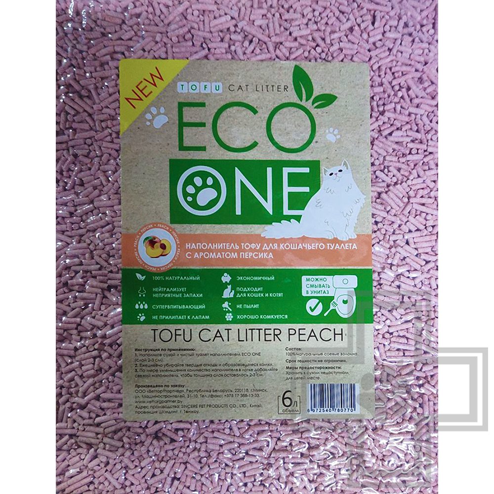 ECO ONE Наполнитель тофу для кошачьего туалета, с ароматом персика