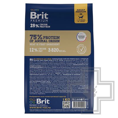 Брит Корм для взрослых собак средних пород, с курицей