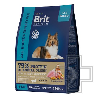 Брит Корм для взрослых собак всех пород с чувствительным пищеварением, с ягненком и индейкой