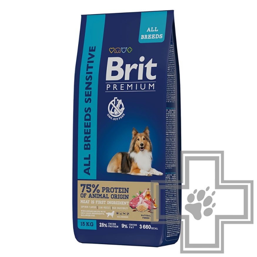 Брит Корм для взрослых собак всех пород с чувствительным пищеварением, с ягненком и индейкой Брит Корм для взрослых собак всех пород с чувствительным пищеварением, с ягненком и индейкой