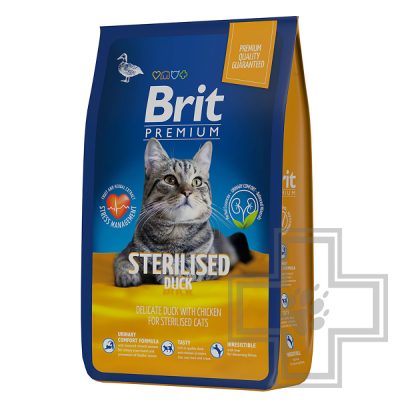 Brit Корм для взрослых стерилизованных кошек, с уткой и курицей
