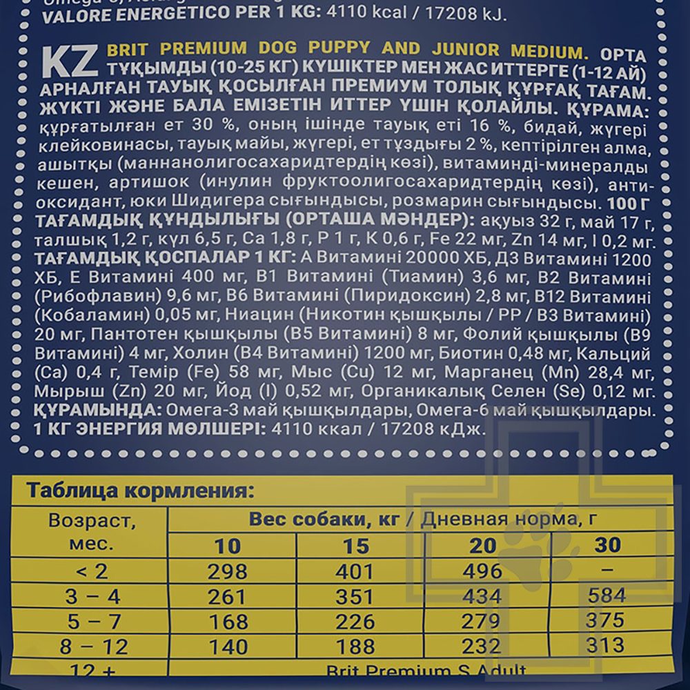 Брит Корм для щенков средних пород, с курицей