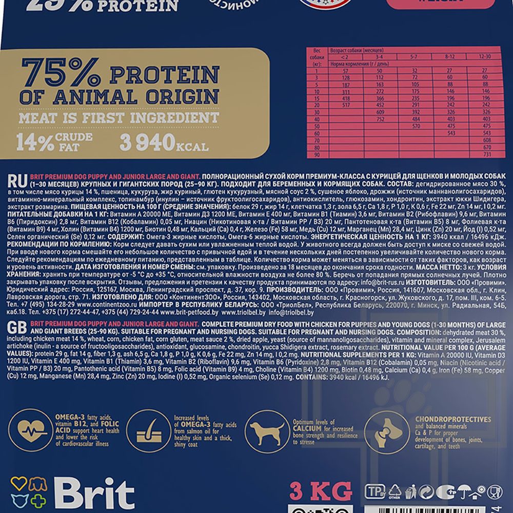 Брит для щенков крупных и гигантских пород, с курицей