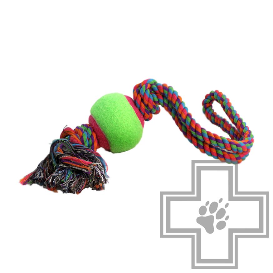 TRIOL Игрушка для собак "Верёвка с петлей, 2 узла и мяч"