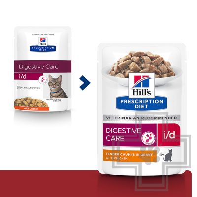 Hill's PD i/d Пресервы-диета для кошек для поддержания здоровья пищеварения, с курицей в соусе