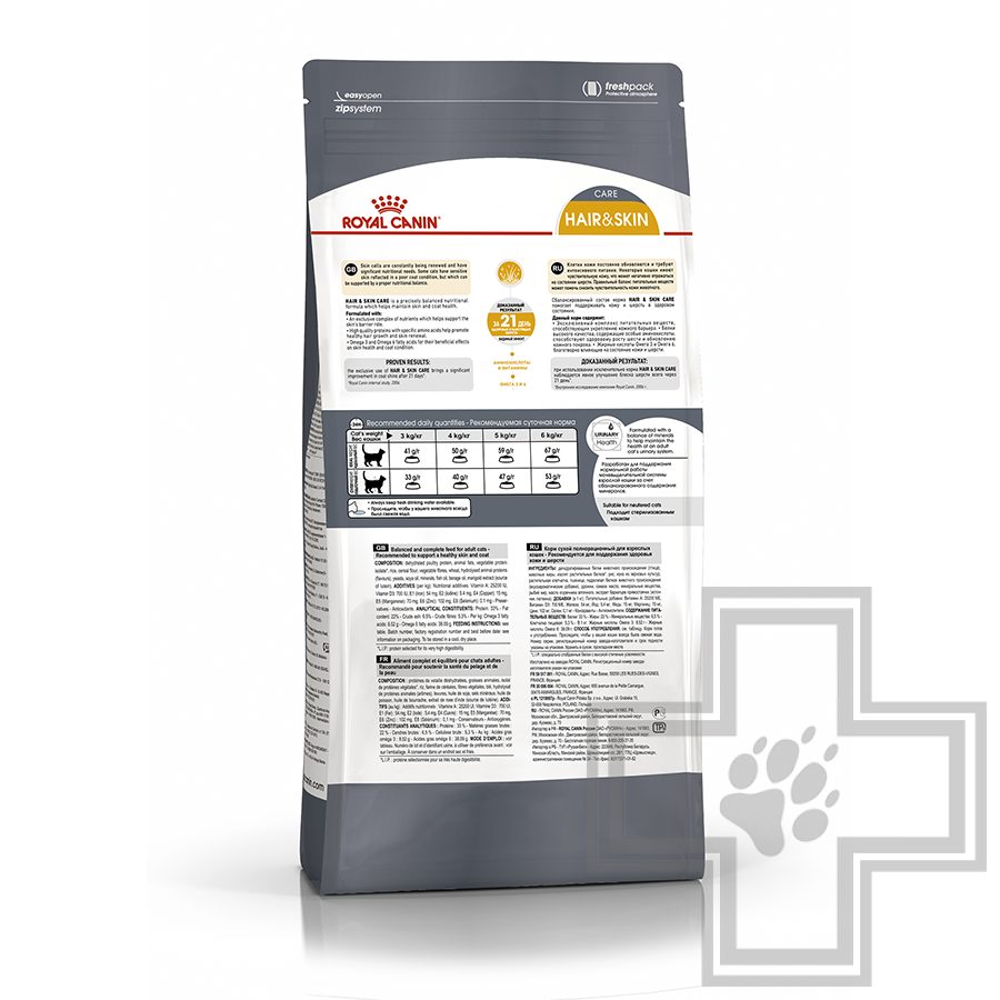 Royal canin hair top and skin ingredients