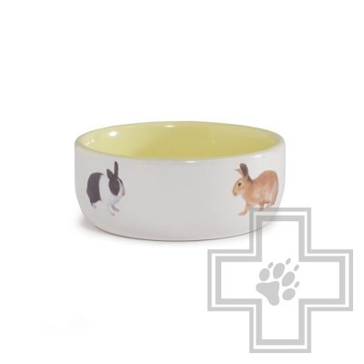 Beeztees Миска керамическая с изображением кролика, желтая