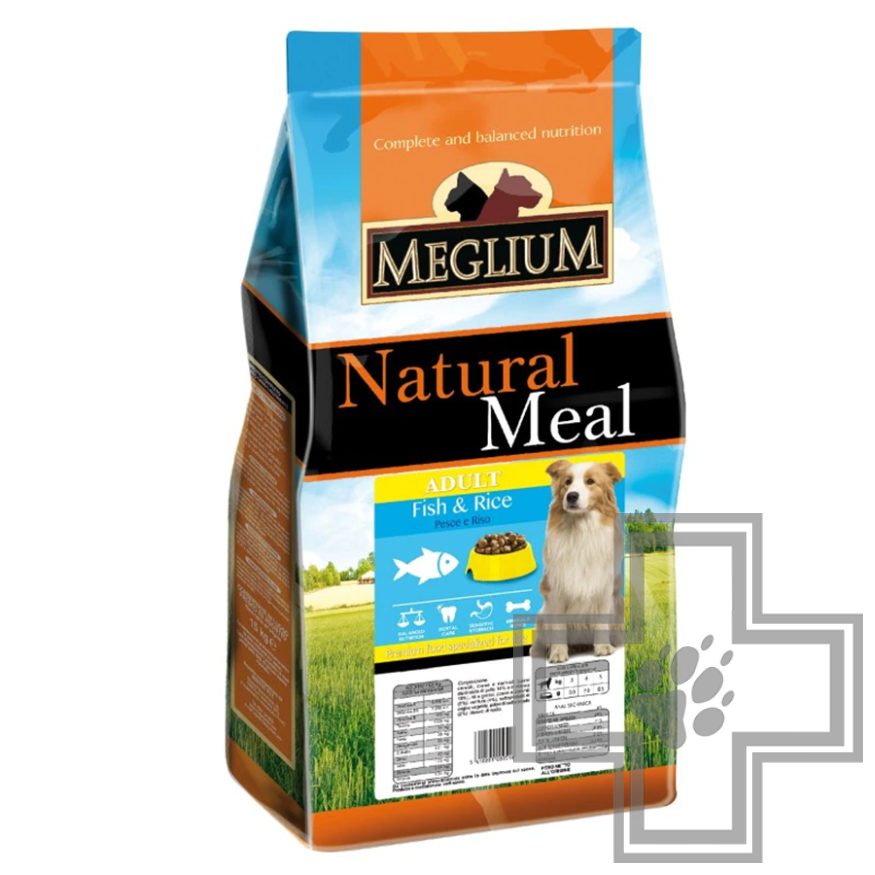Meglium Natural Meal Корм для взрослых собак всех пород, с рыбой и рисом