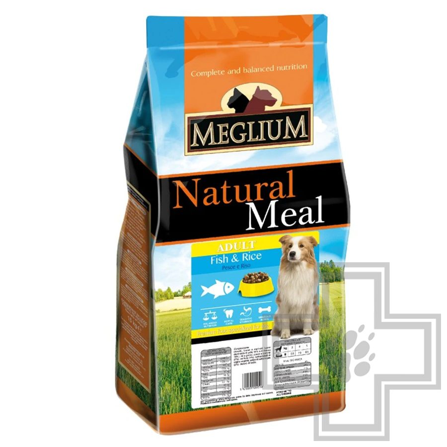 Meglium Natural Meal Корм для взрослых собак всех пород, с рыбой и рисом