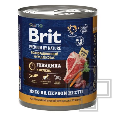 Brit Консервы для взрослых собак, паштет с говядиной и печенью