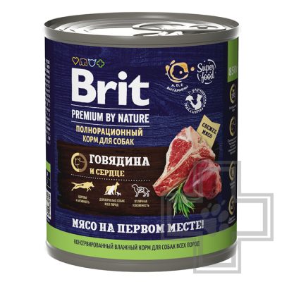 Brit Консервы для взрослых собак, паштет с говядиной и сердцем