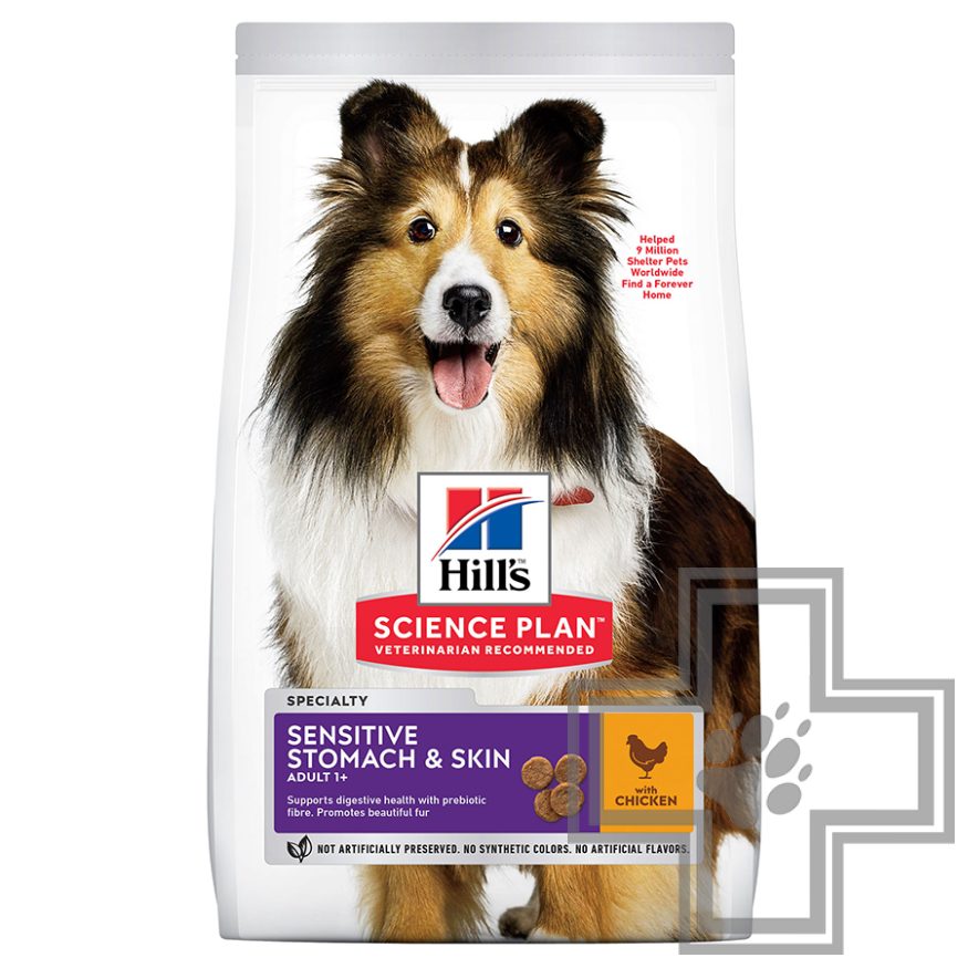 Hill's SP Sensitive Stomach & Skin Корм для взрослых собак средних пород, с курицей