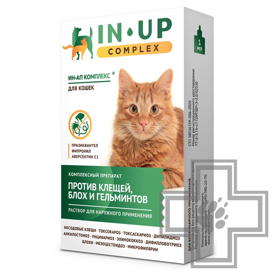 IN-UP complex Капли на холку от глистов, блох и клещей для кошек