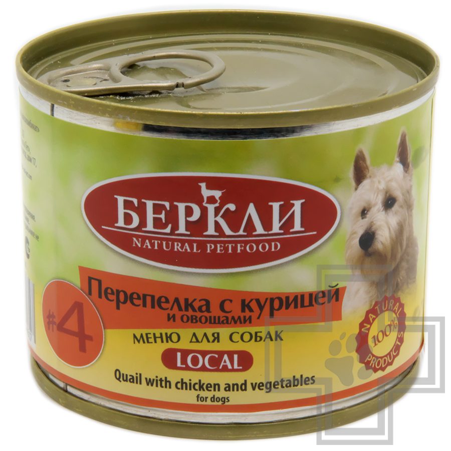 Berkley Консервы LOCAL №4 для собак, с перепелкой, курицей и овощами