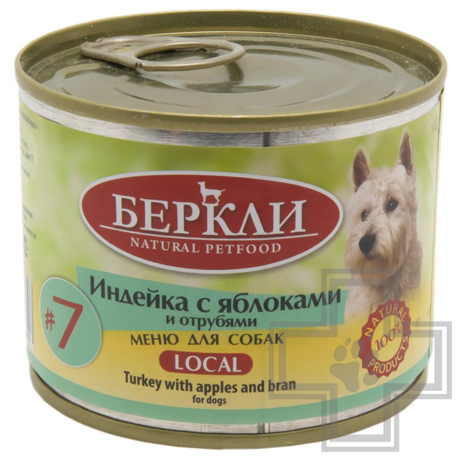 Berkley Консервы LOCAL №7 для собак, с индейкой, яблоками и отрубями