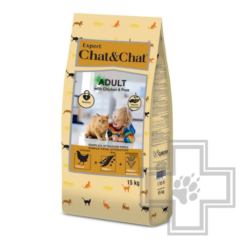 Chat&Chat Expert Корм для взрослых кошек с курицей и горохом