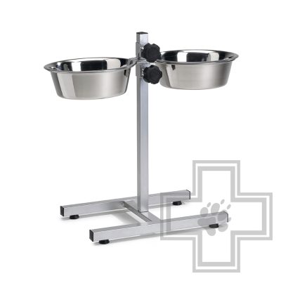 Beeztees Стойка с двумя мисками для собак, серебро