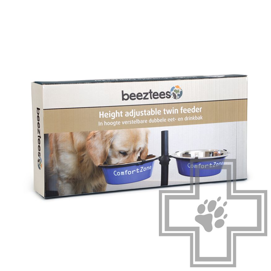 Beeztees Стойка с двумя мисками для собак, синяя Beeztees Стойка с двумя мисками для собак, синяя