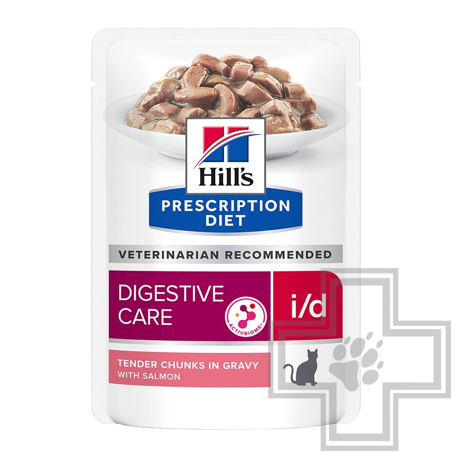 Hill's PD i/d Пресервы-диета для кошек для поддержания здоровья пищеварения, с лососем в соусе