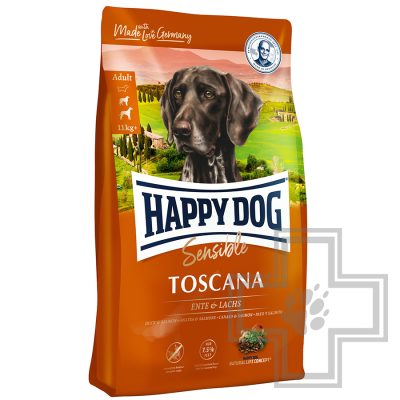 Happy Dog Sensible Toscana Корм для взрослых собак кастрированных и малоподвижных, с уткой и лососем