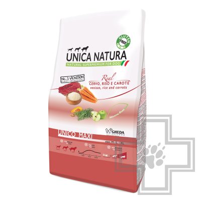 Unica Natura Maxi Корм для собак средних и крупных пород с олениной, рисом и морковью