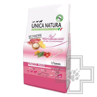 Unica Natura Maxi Корм для собак средних и крупных пород с ветчиной, рисом и картофелем