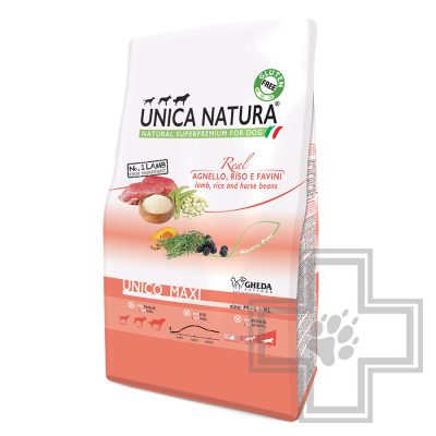 Unica Natura Maxi Корм для собак средних и крупных пород с ягненком, рисом и конскими бобами