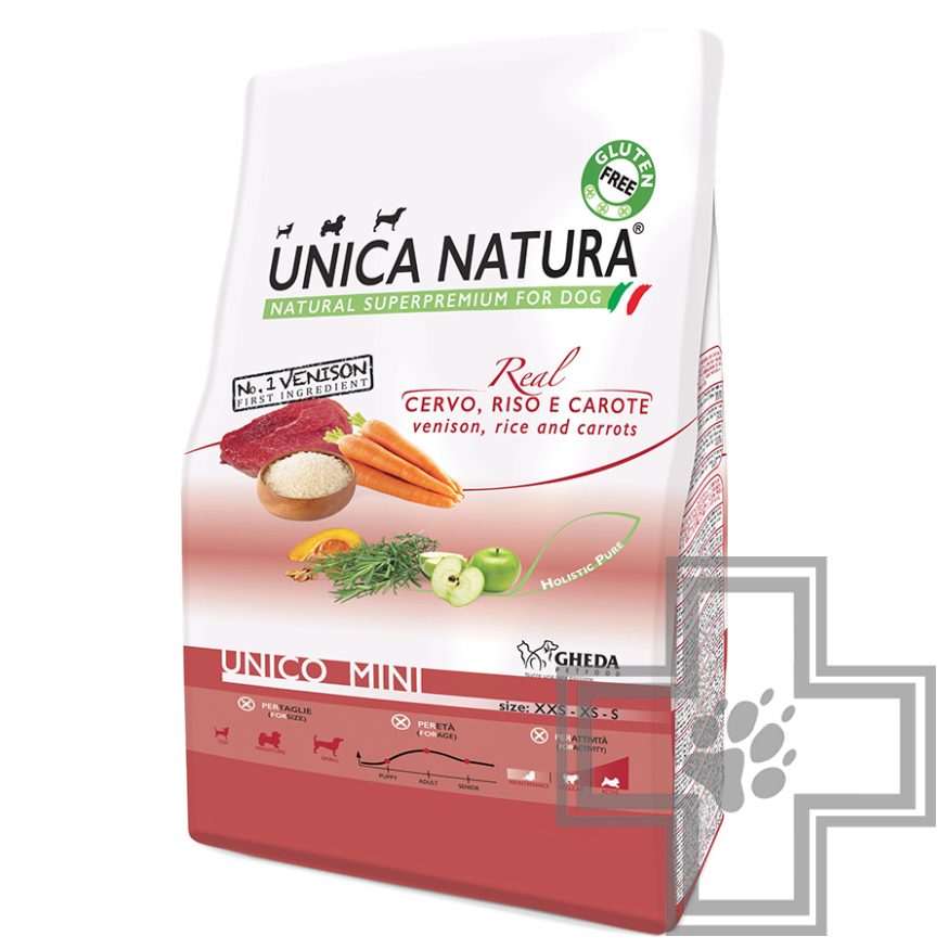 Unica Natura Mini Корм для собак мелких пород с олениной, рисом и морковью