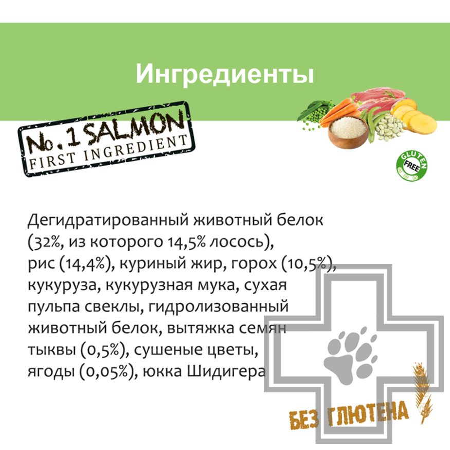 Unica Natura Mini Корм для собак мелких пород, с лососем, рисом и горохом