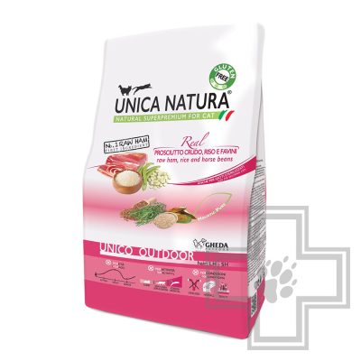 Unica Natura Outdoor Корм для кошек, гуляющих на улице, с ветчиной, рисом и конскими бобами