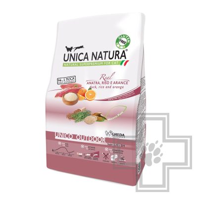 Unica Natura Outdoor Корм для кошек, гуляющих на улице, с уткой, рисом и апельсином