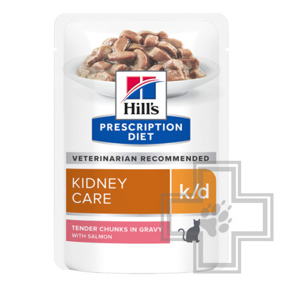 Hill's PD k/d Пресервы-диета для кошек при хронической болезни почек и болезнях сердца, с лососем
