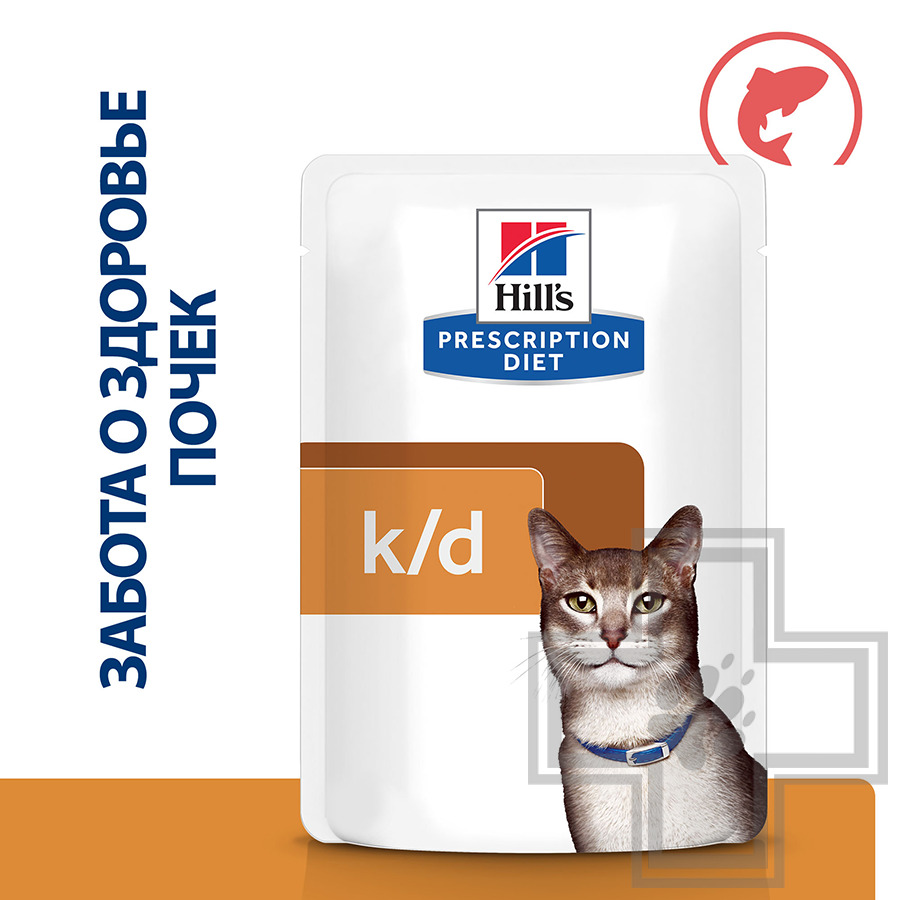 Hill's PD k/d Пресервы-диета для кошек при хронической болезни почек и болезнях сердца, с лососем