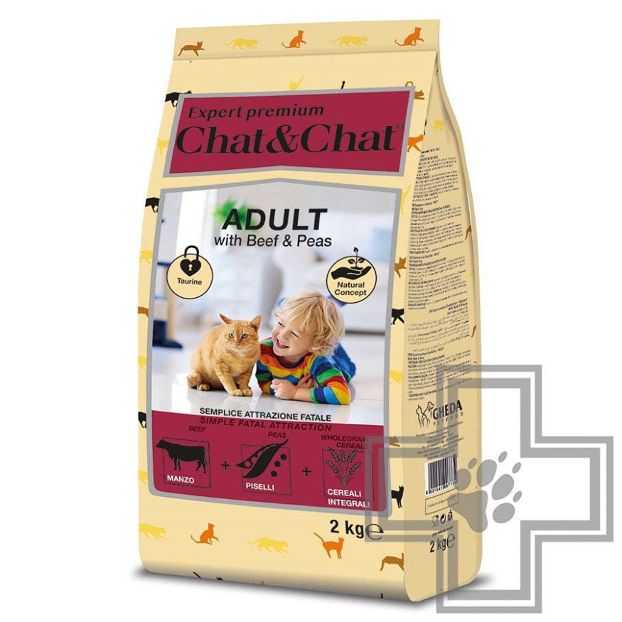 Chat&Chat Expert Корм для взрослых кошек с говядиной и горохом