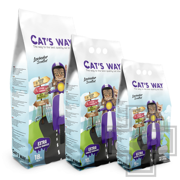 Cat's Way Lavender Наполнитель бентонитовый комкующийся, с ароматом лаванды