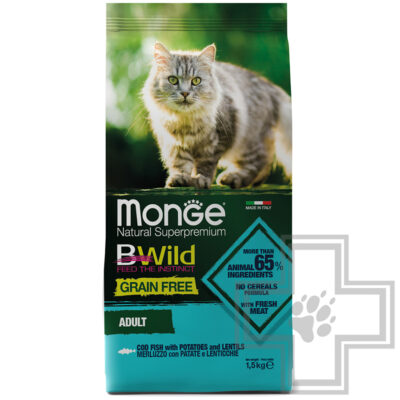 Monge GRAIN FREE Корм беззерновой для стерилизованных кошек, с треской