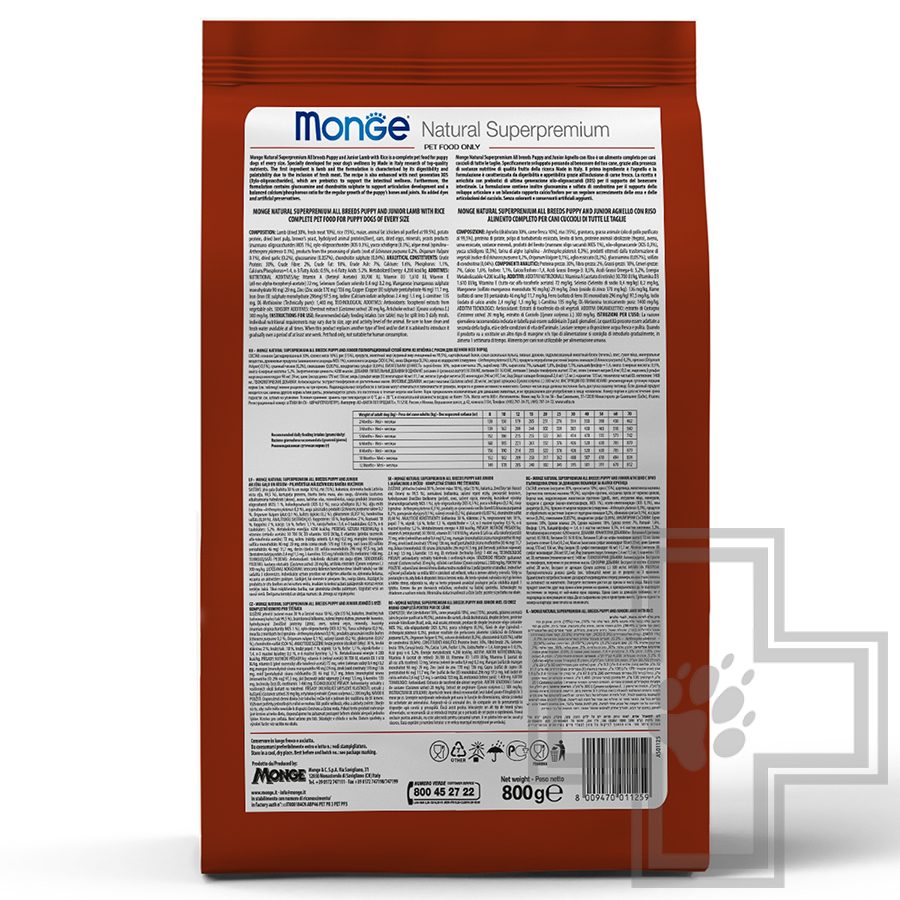 Monge Speciality Puppy&Junior Корм для щенков всех пород, с ягненком и рисом