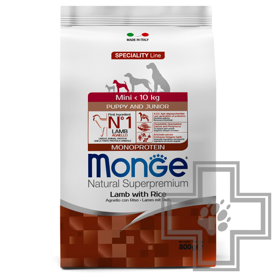 Monge Monoprotein Mini Корм для щенков мелких пород, с ягненком и рисом