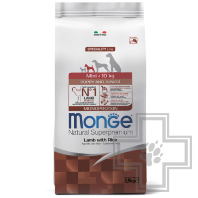 Monge Monoprotein Mini Корм для щенков мелких пород, с ягненком и рисом