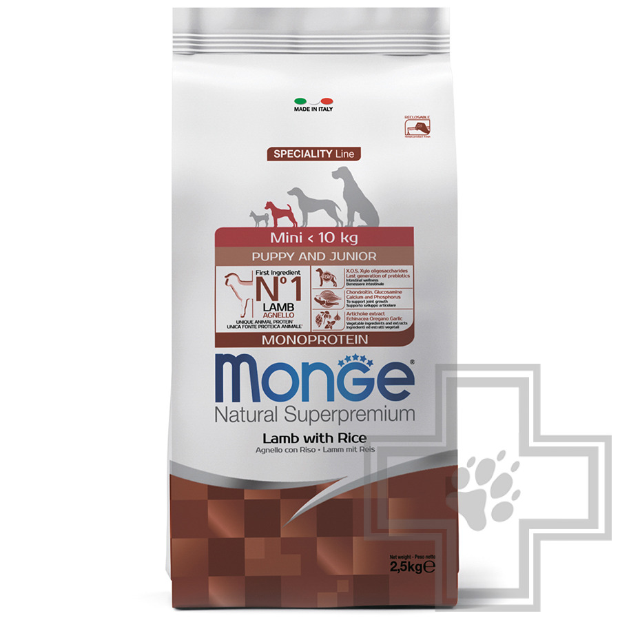 Monge Monoprotein Mini Корм для щенков мелких пород, с ягненком и рисом