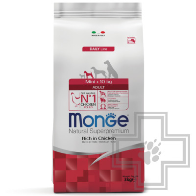 Monge Mini Корм для взрослых собак мелких пород, с курицей и рисом